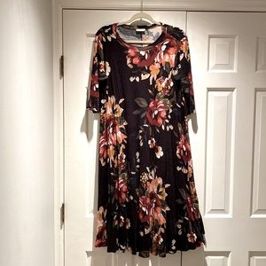🖤❤️🧡💛Flamingo Urban Calf Length Dress, Size L